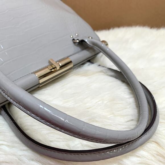 KATE SPADE Knightsbridge Large Gray Croc Emboss Patent Leather CONSTANCE Satchel - Picture 13 of 16